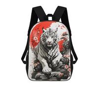 sinyumoney 3D Printing Fashion Knapsack Kids Japan Ink White Tiger Rucksack Boys School Backpack for Girls Elementary School Bags Bookbag Teens 17inch