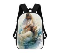 sinyumoney 3D Printing Fashion Knapsack Kids Jesus Baptises Woman Rucksack Boys School Backpack for Girls Elementary School Bags Bookbag Teens 17inch