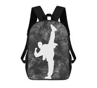 sinyumoney 3D Printing Fashion Knapsack Kids Karate Silhouette Rucksack Boys School Backpack for Girls Elementary School Bags Bookbag Teens 17inch