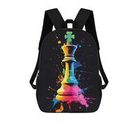 sinyumoney 3D Printing Fashion Knapsack Kids King Chess Piece Art Rucksack Boys School Backpack for Girls Elementary School Bags Bookbag Teens 17inch