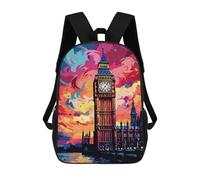 sinyumoney 3D Printing Fashion Knapsack Kids London's Iconic Big Ben A Vibrant Sunset View Rucksack Boys School Backpack for Girls Elementary School Bags Bookbag Teens 17inch