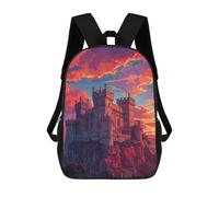 sinyumoney 3D Printing Fashion Knapsack Kids Medieval Castle Sunset-4 Rucksack Boys School Backpack for Girls Elementary School Bags Bookbag Teens 17inch