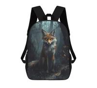sinyumoney 3D Printing Fashion Knapsack Kids Mystical Forest Fox Rucksack Boys School Backpack for Girls Elementary School Bags Bookbag Teens 17inch