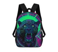 sinyumoney 3D Printing Fashion Knapsack Kids Neon Panther Art Print Rucksack Boys School Backpack for Girls Elementary School Bags Bookbag Teens 17inch