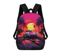 sinyumoney 3D Printing Fashion Knapsack Kids Neon Sunset Road Trip -1 Rucksack Boys School Backpack for Girls Elementary School Bags Bookbag Teens 17inch