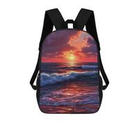 sinyumoney 3D Printing Fashion Knapsack Kids Ocean Sunset Waves Rucksack Boys School Backpack for Girls Elementary School Bags Bookbag Teens 17inch