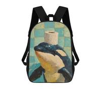 sinyumoney 3D Printing Fashion Knapsack Kids Orca Toilet Paper Holder Rucksack Boys School Backpack for Girls Elementary School Bags Bookbag Teens 17inch