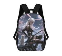 sinyumoney 3D Printing Fashion Knapsack Kids Samurai Bunny with Katana And Cat Rucksack Boys School Backpack for Girls Elementary School Bags Bookbag Teens 17inch