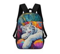sinyumoney 3D Printing Fashion Knapsack Kids Sleeping White Tiger Rucksack Boys School Backpack for Girls Elementary School Bags Bookbag Teens 17inch