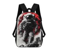 sinyumoney 3D Printing Fashion Knapsack Kids Space Astronaut Red Moon Rucksack Boys School Backpack for Girls Elementary School Bags Bookbag Teens 17inch