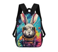 sinyumoney 3D Printing Fashion Knapsack Kids Space Bunny Adventure -1 Rucksack Boys School Backpack for Girls Elementary School Bags Bookbag Teens 17inch