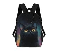 sinyumoney 3D Printing Fashion Knapsack Kids Space Cat Portrait Rucksack Boys School Backpack for Girls Elementary School Bags Bookbag Teens 17inch