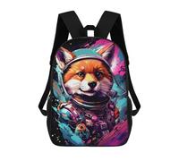 sinyumoney 3D Printing Fashion Knapsack Kids Space Fox Adventure -6 Rucksack Boys School Backpack for Girls Elementary School Bags Bookbag Teens 17inch