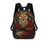 sinyumoney 3D Printing Fashion Knapsack Kids Stained Glass Fox Rucksack Boys School Backpack for Girls Elementary School Bags Bookbag Teens 17inch