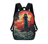 sinyumoney 3D Printing Fashion Knapsack Kids Stormy Lighthouse Rucksack Boys School Backpack for Girls Elementary School Bags Bookbag Teens 17inch
