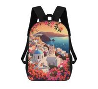 sinyumoney 3D Printing Fashion Knapsack Kids Sunset in Santorini Rucksack Boys School Backpack for Girls Elementary School Bags Bookbag Teens 17inch