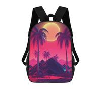 sinyumoney 3D Printing Fashion Knapsack Kids Synthwave Sunset Melodies Rucksack Boys School Backpack for Girls Elementary School Bags Bookbag Teens 17inch