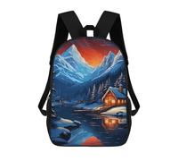 sinyumoney 3D Printing Fashion Knapsack Kids The Camping Winter Lodge Rucksack Boys School Backpack for Girls Elementary School Bags Bookbag Teens 17inch