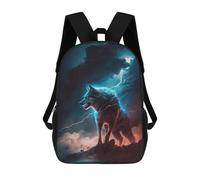 sinyumoney 3D Printing Fashion Knapsack Kids Thundering Wolf Art Print -1 Rucksack Boys School Backpack for Girls Elementary School Bags Bookbag Teens 17inch