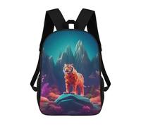 sinyumoney 3D Printing Fashion Knapsack Kids Tiger Blue Night Rucksack Boys School Backpack for Girls Elementary School Bags Bookbag Teens 17inch