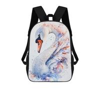sinyumoney 3D Printing Fashion Knapsack Kids Watercolor Swan with Splashes Rucksack Boys School Backpack for Girls Elementary School Bags Bookbag Teens 17inch