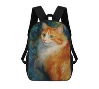 sinyumoney 3D Printing Fashion Knapsack Kids Whimsical Orange Cat Painting Rucksack Boys School Backpack for Girls Elementary School Bags Bookbag Teens 17inch