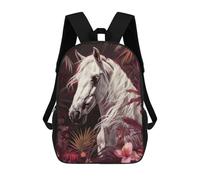 sinyumoney 3D Printing Fashion Knapsack Kids White Arabian Horse Rucksack Boys School Backpack for Girls Elementary School Bags Bookbag Teens 17inch