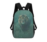 sinyumoney 3D Printing Fashion Knapsack Kids Wild Lion in Misty Grassland Rucksack Boys School Backpack for Girls Elementary School Bags Bookbag Teens 17inch