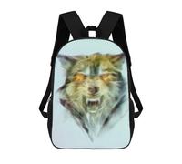 sinyumoney 3D Printing Fashion Knapsack Kids Wolf Head Fractal Rucksack Boys School Backpack for Girls Elementary School Bags Bookbag Teens 17inch