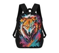 sinyumoney 3D Printing Fashion Knapsack Kids Wolf Head Graffiti Style Rucksack Boys School Backpack for Girls Elementary School Bags Bookbag Teens 17inch