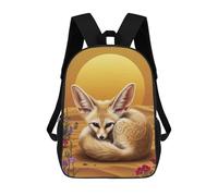 sinyumoney 3D Printing Fennec Fox in Desert Landscape Children School Backpacks Boys Bookbags Big Capacity Bookbag Travel Backpack Daypacks 17inch