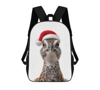 sinyumoney 3D Printing Festive Quail Bird Portrait with Santa Hat Children School Backpacks Boys Bookbags Big Capacity Bookbag Travel Backpack Daypacks 17inch
