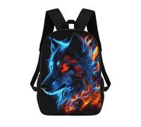 sinyumoney 3D Printing Flame Wolf Artwork -2 Children School Backpacks Boys Bookbags Big Capacity Bookbag Travel Backpack Daypacks 17inch