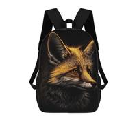 sinyumoney 3D Printing Fox Black Gold Children 17 Inch School Backpacks Boys Bookbags Big Capacity Bookbag Travel Backpack Daypacks