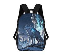 sinyumoney 3D Printing Frost Guardian White Wolf in Snowy Mountains Children School Backpacks Boys Bookbags Big Capacity Bookbag Travel Backpack Daypacks 17inch