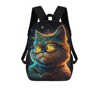 sinyumoney 3D Printing Galactic Cat Glasses Art Print Children 17 Inch School Backpacks Boys Bookbags Big Capacity Bookbag Travel Backpack Daypacks