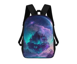 sinyumoney 3D Printing Galactic Floating Palace Children School Backpacks Boys Bookbags Big Capacity Bookbag Travel Backpack Daypacks 17inch