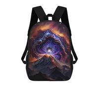 sinyumoney 3D Printing Galactic Mountain Aurora -1 Children 17 Inch School Backpacks Boys Bookbags Big Capacity Bookbag Travel Backpack Daypacks