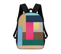 sinyumoney 3D Printing Geometric Collage 13 Children School Backpacks Boys Bookbags Big Capacity Bookbag Travel Backpack Daypacks 17inch