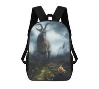 sinyumoney 3D Printing Giant Goat in Misty Forest Children School Backpacks Boys Bookbags Big Capacity Bookbag Travel Backpack Daypacks 17inch