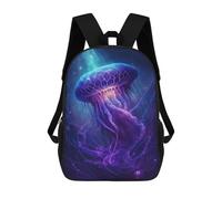 sinyumoney 3D Printing Glowing Jellyfish Artwork Children 17 Inch School Backpacks Boys Bookbags Big Capacity Bookbag Travel Backpack Daypacks
