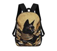 sinyumoney 3D Printing Gold X Black Cat Children School Backpacks Boys Bookbags Big Capacity Bookbag Travel Backpack Daypacks 17inch