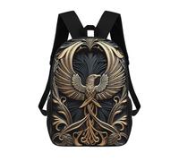 sinyumoney 3D Printing Golden Wings Phoenix Children 17 Inch School Backpacks Boys Bookbags Big Capacity Bookbag Travel Backpack Daypacks