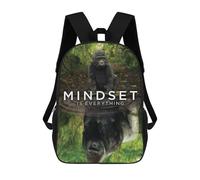 sinyumoney 3D Printing Gorilla MIndset Children 17 Inch School Backpacks Boys Bookbags Big Capacity Bookbag Travel Backpack Daypacks