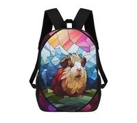 sinyumoney 3D Printing Guinea Pig Stained Glass Children School Backpacks Boys Bookbags Big Capacity Bookbag Travel Backpack Daypacks 17inch
