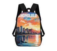 sinyumoney 3D Printing Hawaii Honolulu Children School Backpacks Boys Bookbags Big Capacity Bookbag Travel Backpack Daypacks 17inch