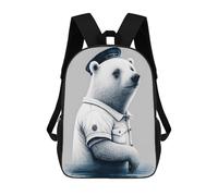 sinyumoney 3D Printing Ice Bear Sailor Children School Backpacks Boys Bookbags Big Capacity Bookbag Travel Backpack Daypacks 17inch