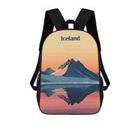 sinyumoney 3D Printing Iceland Mountain Sunset Children School Backpacks Boys Bookbags Big Capacity Bookbag Travel Backpack Daypacks 17inch