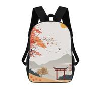 sinyumoney 3D Printing Japanese Autumn Landscape Children School Backpacks Boys Bookbags Big Capacity Bookbag Travel Backpack Daypacks 17inch