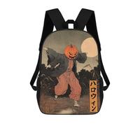 sinyumoney 3D Printing Japanese Pumpkin Woodblock Children School Backpacks Boys Bookbags Big Capacity Bookbag Travel Backpack Daypacks 17inch